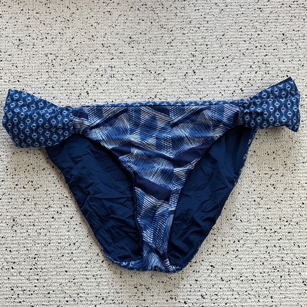 Lucky Brand Reversible Indigo Batik Print and Navy Bikini Briefs
